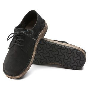 Birkenstock Gary Black Suede Leather Lace Up Shoe